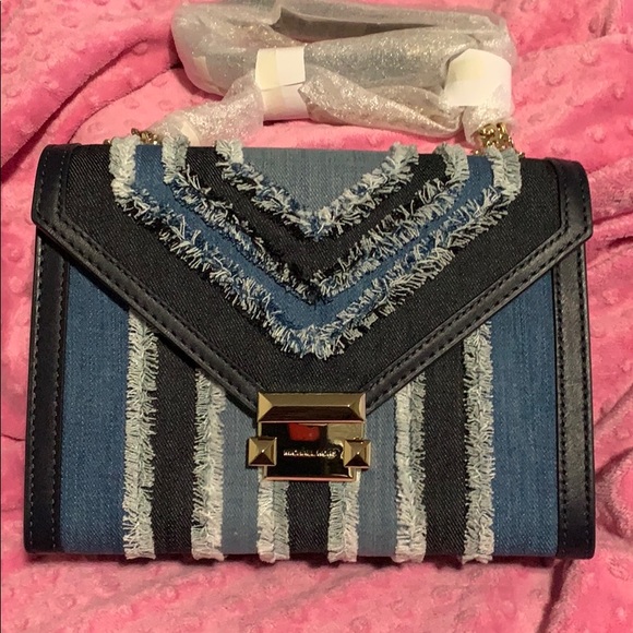 whitney large frayed denim convertible shoulder bag